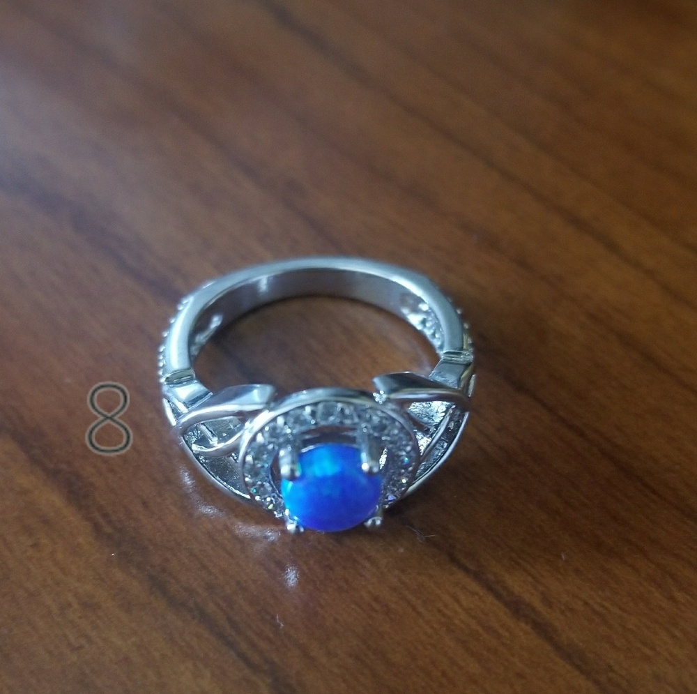 Size 8 Faux Blue Opal Ring